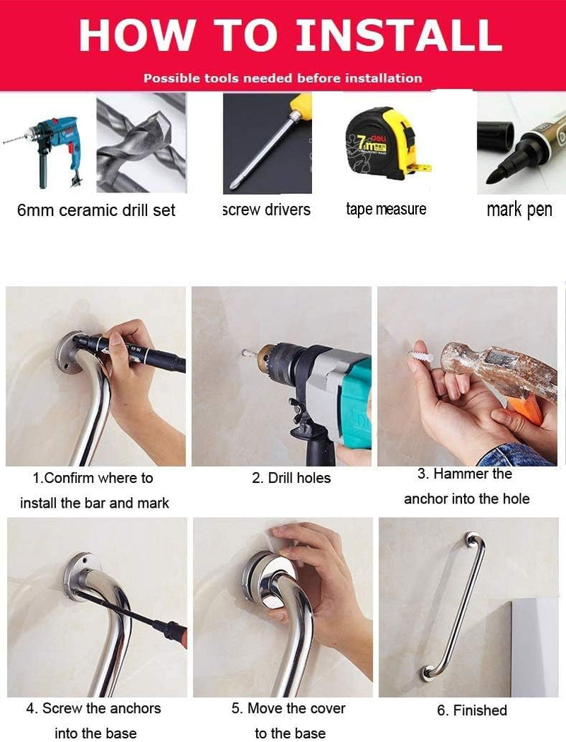 2 Pack 12 Inch Oil Rubbed Black Shower Grab Bar, Stainless Steel Elderly Safety Bars, Bathroom Shower Balance Bar, Hand Rail Support, Handicap Senior Disabled Assist Bath Handle (1" Diameter)