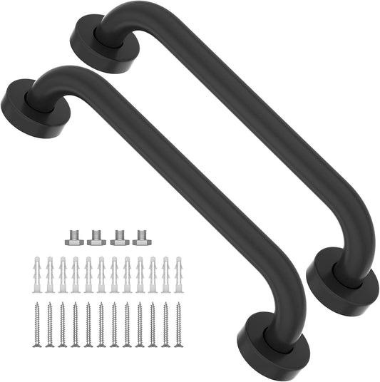 2 Pack 12 Inch Oil Rubbed Black Shower Grab Bar,  Stainless Steel Elderly Safety Bars, Bathroom Shower Balance Bar, Hand Rail Support, Handicap Senior Disabled Assist Bath Handle (1" Diameter)